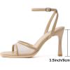 imageMostrin Heels for Women Square Open Toe Heeled Sandals Ankle Strap Sexy Peep Toe High Heels for Party Prom Wedding Dressy Pumps ShoesNudemesh