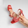 imageMostrin Heels for Women Square Open Toe Heeled Sandals Ankle Strap Sexy Peep Toe High Heels for Party Prom Wedding Dressy Pumps ShoesRedmesh