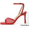 imageMostrin Heels for Women Square Open Toe Heeled Sandals Ankle Strap Sexy Peep Toe High Heels for Party Prom Wedding Dressy Pumps ShoesRedmesh