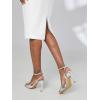 imageMostrin Heels for Women Square Open Toe Heeled Sandals Ankle Strap Sexy Peep Toe High Heels for Party Prom Wedding Dressy Pumps ShoesSilver