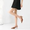 imageMostrin Kitten Heels for Women Pointed Closed Toe Stilettos Slingback Low Heel Bow Pumps Dress Shoes for Daily Party WeddingBrown