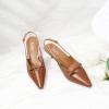 imageMostrin Kitten Heels for Women Pointed Closed Toe Stilettos Slingback Low Heel Bow Pumps Dress Shoes for Daily Party WeddingBrown