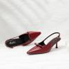 imageMostrin Kitten Heels for Women Pointed Closed Toe Stilettos Slingback Low Heel Bow Pumps Dress Shoes for Daily Party WeddingBurgundy