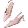 imageMostrin Kitten Heels for Women Pointed Closed Toe Stilettos Slingback Low Heel Bow Pumps Dress Shoes for Daily Party WeddingPink