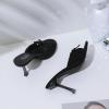 imageMostrin Kitten Heels for Women Round Toe Heels With Bow Vintage Mules Sexy Slip on Stiletto Backless Sandals for Party DailyBlack Suede