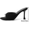 imageMostrin Kitten Heels for Women Round Toe Heels With Bow Vintage Mules Sexy Slip on Stiletto Backless Sandals for Party DailyBlack Suede