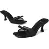 imageMostrin Kitten Heels for Women Round Toe Heels With Bow Vintage Mules Sexy Slip on Stiletto Backless Sandals for Party DailyBlack03