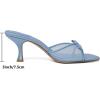 imageMostrin Kitten Heels for Women Round Toe Heels With Bow Vintage Mules Sexy Slip on Stiletto Backless Sandals for Party DailyBlue03