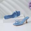 imageMostrin Kitten Heels for Women Round Toe Heels With Bow Vintage Mules Sexy Slip on Stiletto Backless Sandals for Party DailyBlue03
