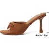 imageMostrin Kitten Heels for Women Round Toe Heels With Bow Vintage Mules Sexy Slip on Stiletto Backless Sandals for Party DailyBrown Suede