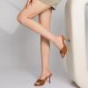 imageMostrin Kitten Heels for Women Round Toe Heels With Bow Vintage Mules Sexy Slip on Stiletto Backless Sandals for Party DailyBrown Suede