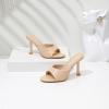 imageMostrin Kitten Heels for Women Round Toe Heels With Bow Vintage Mules Sexy Slip on Stiletto Backless Sandals for Party DailyNude Pu