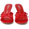 imageMostrin Kitten Heels for Women Round Toe Heels With Bow Vintage Mules Sexy Slip on Stiletto Backless Sandals for Party DailyRed Mesh
