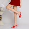 imageMostrin Kitten Heels for Women Round Toe Heels With Bow Vintage Mules Sexy Slip on Stiletto Backless Sandals for Party DailyRed Mesh
