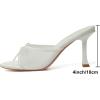 imageMostrin Kitten Heels for Women Round Toe Heels With Bow Vintage Mules Sexy Slip on Stiletto Backless Sandals for Party DailyWhite Mesh