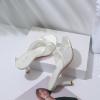 imageMostrin Kitten Heels for Women Round Toe Heels With Bow Vintage Mules Sexy Slip on Stiletto Backless Sandals for Party DailyWhite Mesh
