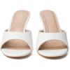 imageMostrin Kitten Heels for Women Round Toe Heels With Bow Vintage Mules Sexy Slip on Stiletto Backless Sandals for Party DailyWhite Pu