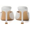 imageMostrin Kitten Heels for Women Round Toe Heels With Bow Vintage Mules Sexy Slip on Stiletto Backless Sandals for Party DailyWhite Pu