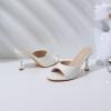 imageMostrin Kitten Heels for Women Round Toe Heels With Bow Vintage Mules Sexy Slip on Stiletto Backless Sandals for Party DailyWhite Pu