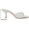 imageMostrin Kitten Heels for Women Round Toe Heels With Bow Vintage Mules Sexy Slip on Stiletto Backless Sandals for Party DailyWhite03
