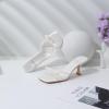 imageMostrin Kitten Heels for Women Round Toe Heels With Bow Vintage Mules Sexy Slip on Stiletto Backless Sandals for Party DailyWhite03