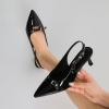 imageMostrin Kitten Heels for Women Slingback Low Heels Pointed Closed Toe Pumps with Buckle Womens Pumps ShoesBlack