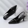 imageMostrin Kitten Heels for Women Slingback Low Heels Pointed Closed Toe Pumps with Buckle Womens Pumps ShoesBlack