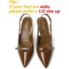imageMostrin Kitten Heels for Women Slingback Low Heels Pointed Closed Toe Pumps with Buckle Womens Pumps ShoesBrown