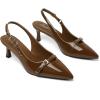 imageMostrin Kitten Heels for Women Slingback Low Heels Pointed Closed Toe Pumps with Buckle Womens Pumps ShoesBrown