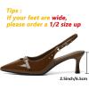 imageMostrin Kitten Heels for Women Slingback Low Heels Pointed Closed Toe Pumps with Buckle Womens Pumps ShoesBrown
