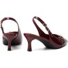 imageMostrin Kitten Heels for Women Slingback Low Heels Pointed Closed Toe Pumps with Buckle Womens Pumps ShoesBurgundy