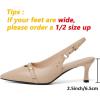 imageMostrin Kitten Heels for Women Slingback Low Heels Pointed Closed Toe Pumps with Buckle Womens Pumps ShoesNude