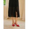 imageMostrin Kitten Heels for Women Slingback Low Heels Pointed Closed Toe Pumps with Buckle Womens Pumps ShoesRed