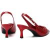 imageMostrin Kitten Heels for Women Slingback Low Heels Pointed Closed Toe Pumps with Buckle Womens Pumps ShoesRed