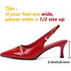 imageMostrin Kitten Heels for Women Slingback Low Heels Pointed Closed Toe Pumps with Buckle Womens Pumps ShoesRed