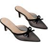 imageMostrin Kitten Mules Heels for Women Pointed Closed Toe Heels Vintage Slip on Stiletto Dressy Pumps ShoesBlack Mesh