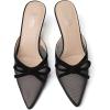 imageMostrin Kitten Mules Heels for Women Pointed Closed Toe Heels Vintage Slip on Stiletto Dressy Pumps ShoesBlack Mesh
