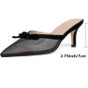 imageMostrin Kitten Mules Heels for Women Pointed Closed Toe Heels Vintage Slip on Stiletto Dressy Pumps ShoesBlack Mesh