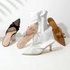 imageMostrin Kitten Mules Heels for Women Pointed Closed Toe Heels Vintage Slip on Stiletto Dressy Pumps ShoesBlack Mesh