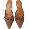 imageMostrin Kitten Mules Heels for Women Pointed Closed Toe Heels Vintage Slip on Stiletto Dressy Pumps ShoesBrown Mesh