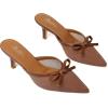 imageMostrin Kitten Mules Heels for Women Pointed Closed Toe Heels Vintage Slip on Stiletto Dressy Pumps ShoesBrown Mesh