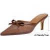 imageMostrin Kitten Mules Heels for Women Pointed Closed Toe Heels Vintage Slip on Stiletto Dressy Pumps ShoesBrown Mesh