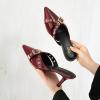 imageMostrin Kitten Mules Heels for Women Pointed Closed Toe Heels Vintage Slip on Stiletto Dressy Pumps ShoesBurgundy