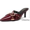 imageMostrin Kitten Mules Heels for Women Pointed Closed Toe Heels Vintage Slip on Stiletto Dressy Pumps ShoesBurgundy