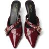imageMostrin Kitten Mules Heels for Women Pointed Closed Toe Heels Vintage Slip on Stiletto Dressy Pumps ShoesBurgundy