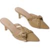 imageMostrin Kitten Mules Heels for Women Pointed Closed Toe Heels Vintage Slip on Stiletto Dressy Pumps ShoesKhaki