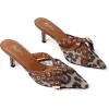 imageMostrin Kitten Mules Heels for Women Pointed Closed Toe Heels Vintage Slip on Stiletto Dressy Pumps ShoesLeopard Mesh