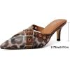 imageMostrin Kitten Mules Heels for Women Pointed Closed Toe Heels Vintage Slip on Stiletto Dressy Pumps ShoesLeopard Mesh