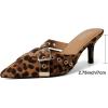 imageMostrin Kitten Mules Heels for Women Pointed Closed Toe Heels Vintage Slip on Stiletto Dressy Pumps ShoesLeopard Print