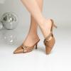 imageMostrin Kitten Mules Heels for Women Pointed Closed Toe Heels Vintage Slip on Stiletto Dressy Pumps ShoesLight Brown